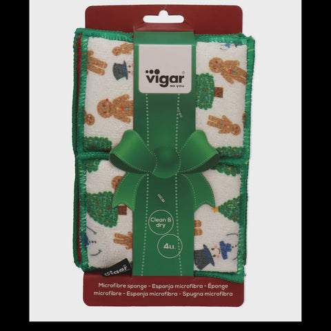Christmas Tree Microfibre Sponges - 4 Pack