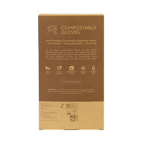 White Magic Eco Basics Compostable Gloves Large 100Pcs