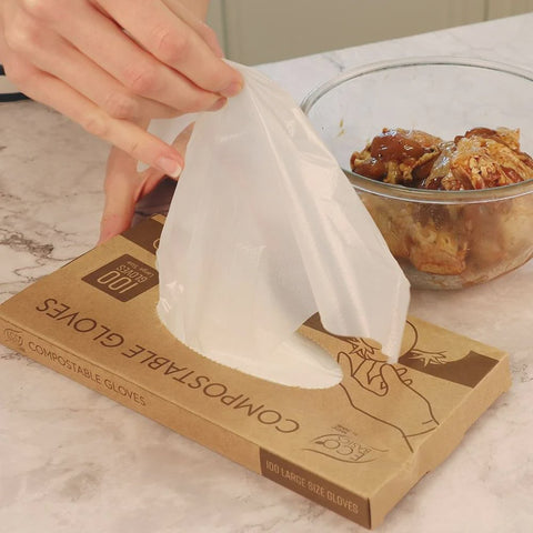 White Magic Eco Basics Compostable Gloves Large 100Pcs