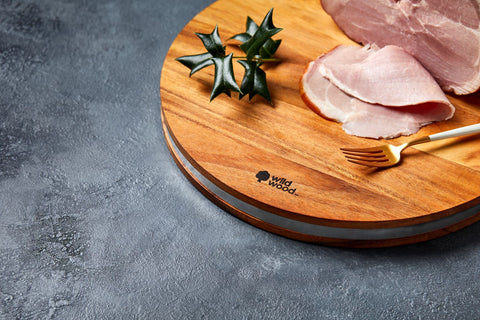 Stockton Display & Cutting Board with Stainless Steel Band