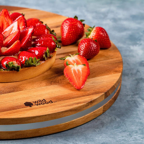 Stockton Display & Cutting Board with Stainless Steel Band