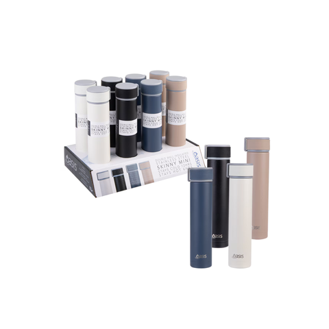 "Skinny Mini" Stainless Steel Double Wall Insulated Drink Bottle with Powdercoat 240ml