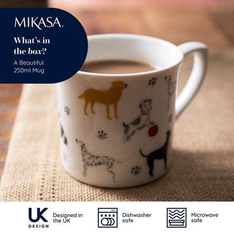 Fine Bone China 300ml Fluted Mug, Dog, Labelled