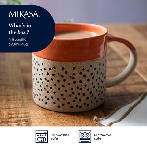 Stoneware Mug, Orange Glaze, 390ml, Labelled