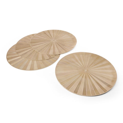 Round Placemat 4pc Set - Gold PVC - 38cm dia