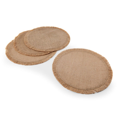 Round Placemat 4pc Set - Hessian - 38cm dia