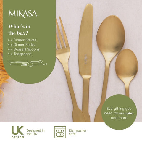 Soho Gold 16pc Cutlery Set