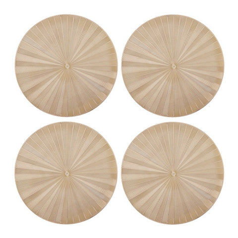 Round Placemat 4pc Set - Gold PVC - 38cm dia