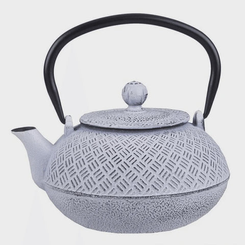 Cast Iron Teapot 800Ml - Parquetry White