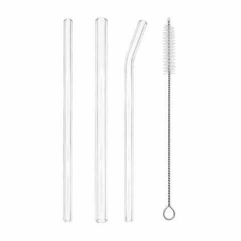 Drinkit Reusable Clear Tempered Glass Straw cleaning Brush Set fo 4