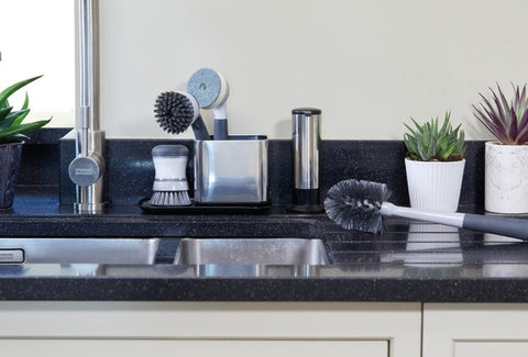 Soap Dispensing Palm Brush - Grey