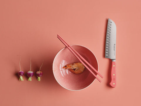 Classic Colour Coral Peach Santoku Knife 17cm