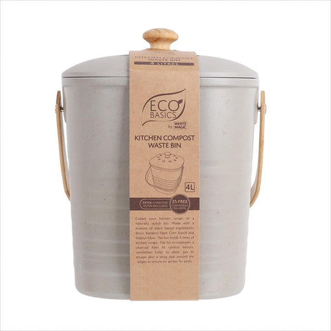 White Magic Eco Basics Compost Kitchen Waste Bin - 4L - Granite