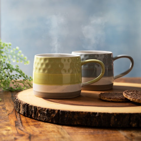 Stoneware Mug, Textured Ombre Grey, 320ml, Labelled