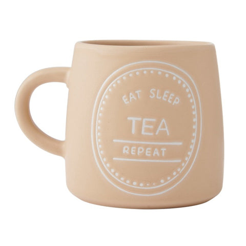 Stoneware Mug, Eat Sleep Tea, 400ml, Labelled