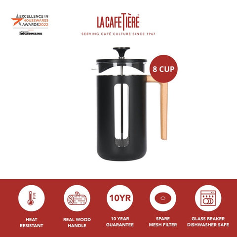 Pisa Cafetiere 8 Cup 1.0L Black