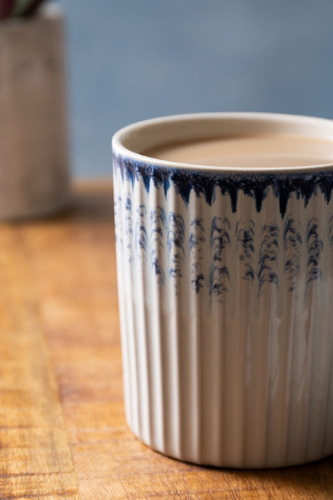 Stoneware Mug, Blue Textured, 410ml, Labelled