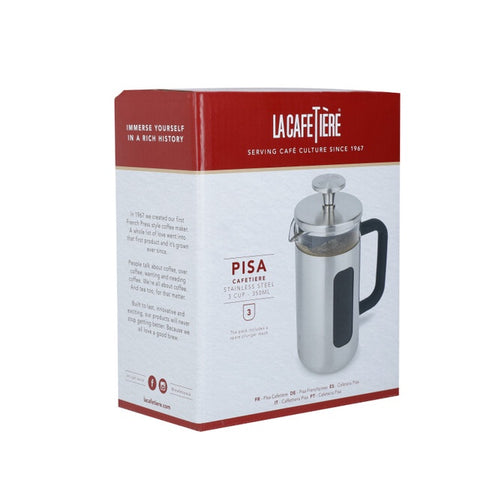 Pisa Cafetiere 3 Cup 350ml Stainless Steel