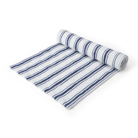 Cotton Linen Table Runner Navy Stripe 230 x 33cm