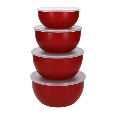 4 Piece Meal Prep Bowl Set with Lids, Empire Red, Carded