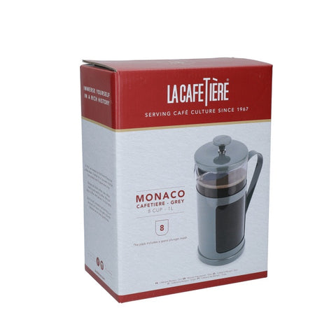 Monaco Cafetiere 8 Cup 1 Ltr Grey