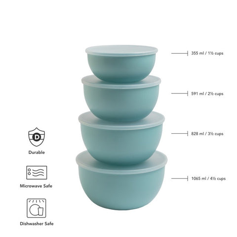 4 Piece Meal Prep Bowl Set with Lids, Mineral Water, Carded