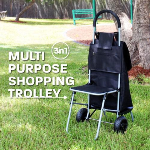 Handy Trolley With Seat - Black
