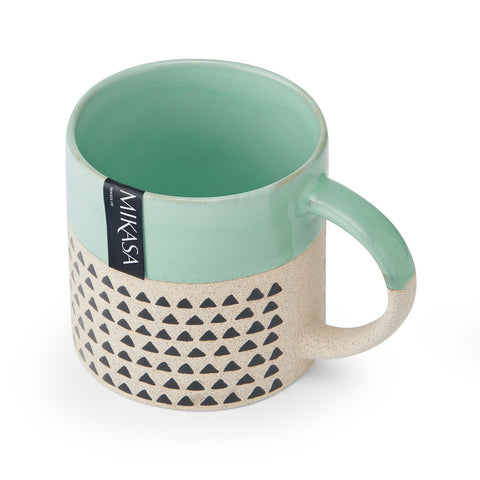 Stoneware Mug, Green Glaze, 390ml, Labelled