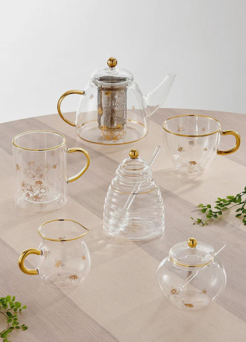 Honey Bee Glass Double Walled Mug