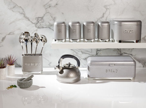 Lovello Textured Sugar Canister, Shadow Grey, 11x19cm, Gift Tagged