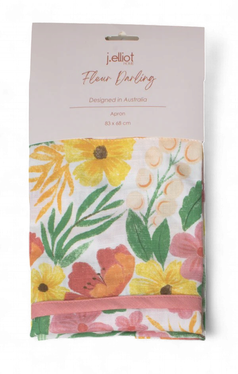 Fleur Darling Apron Pink & Yellow Floral Multi
