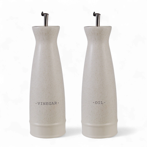 Darley Stoneware Oil And Vinegar 2 Pieces Set Cream Speckle