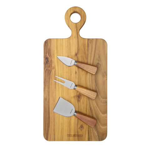 4 Piece Rectangular Cheese Board Set 42x20x1.9cm Teak