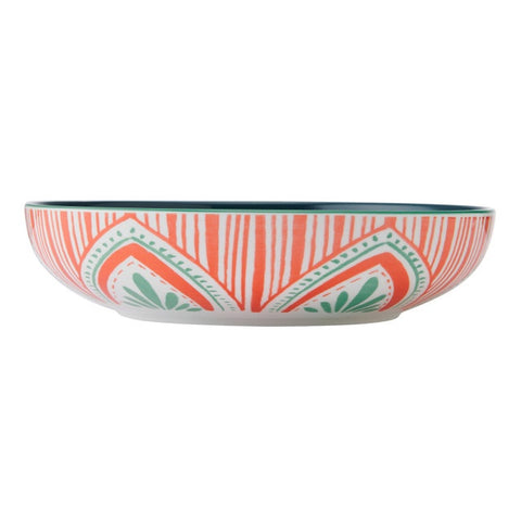 Glazed Stoneware Coupe Bowl, Folk, 21x5cm, Labelled