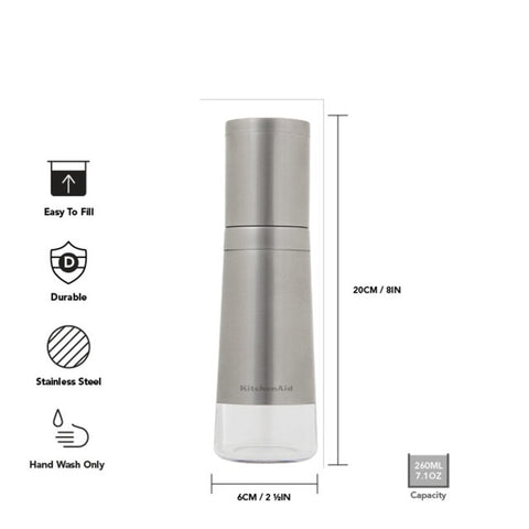 Salt and Pepper Grinders, Set of Two, Stainless Steel, Boxed