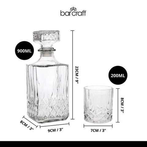 Cut Glass Effect Decanter Set, 900ml, Gift Boxed