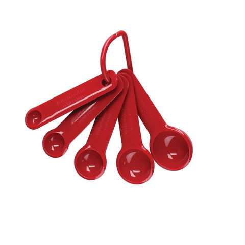Set of Five Measuring Spoons, Empire Red, Carded