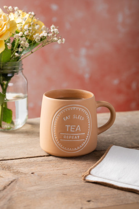 Stoneware Mug, Eat Sleep Tea, 400ml, Labelled