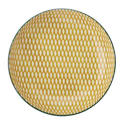 Glazed Stoneware Coupe Bowl, Green Leaf, 21x5cm, Labelled