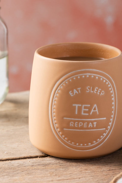 Stoneware Mug, Eat Sleep Tea, 400ml, Labelled