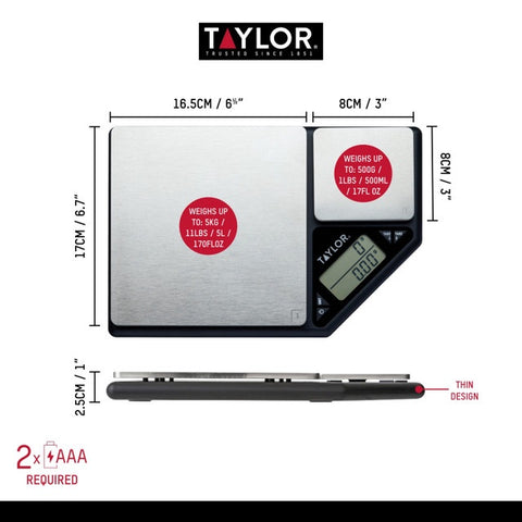 Dual Platform Digital Kitchen Scale, 5kg/500g, Gift Boxed