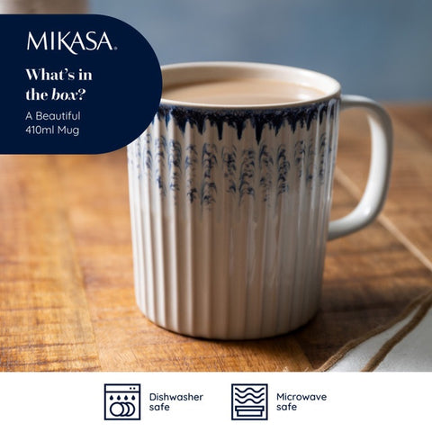 Stoneware Mug, Blue Textured, 410ml, Labelled
