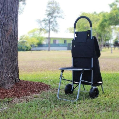 Handy Trolley With Seat - Black