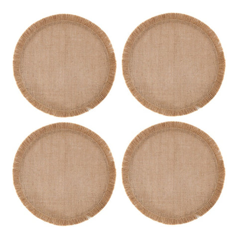 Round Placemat 4pc Set - Hessian - 38cm dia