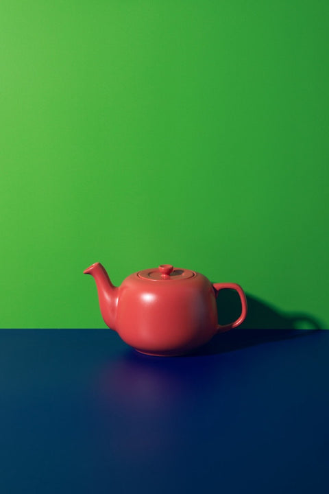 Ceramic Teapot, Red, 1.2 Litres, Labelled