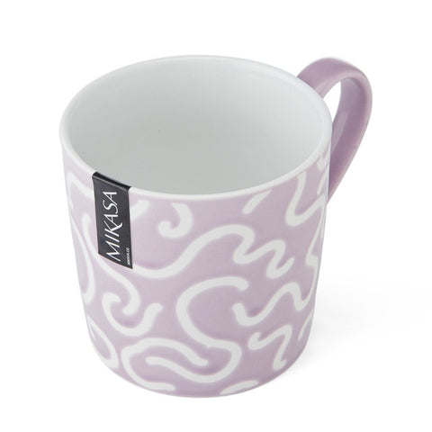 Stoneware Mug, Pink Swirl, 360ml, Labelled
