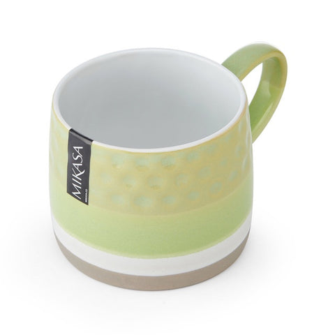 Stoneware Mug, Textured Ombre Green, 320ml, Labelled