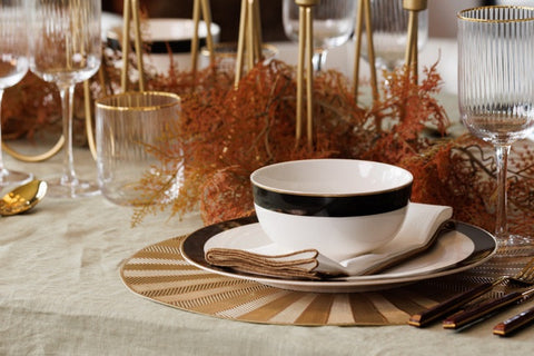 Round Placemat 4pc Set - Gold PVC - 38cm dia