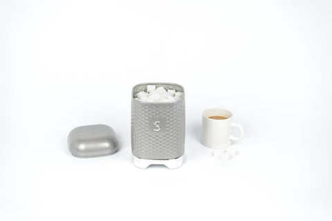 Lovello Textured Sugar Canister, Shadow Grey, 11x19cm, Gift Tagged