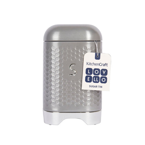 Lovello Textured Sugar Canister, Shadow Grey, 11x19cm, Gift Tagged